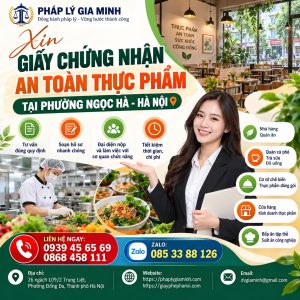 Xin giấy chứng nhận an toàn thực phẩm tại phường Ngọc Hà Hà Nội